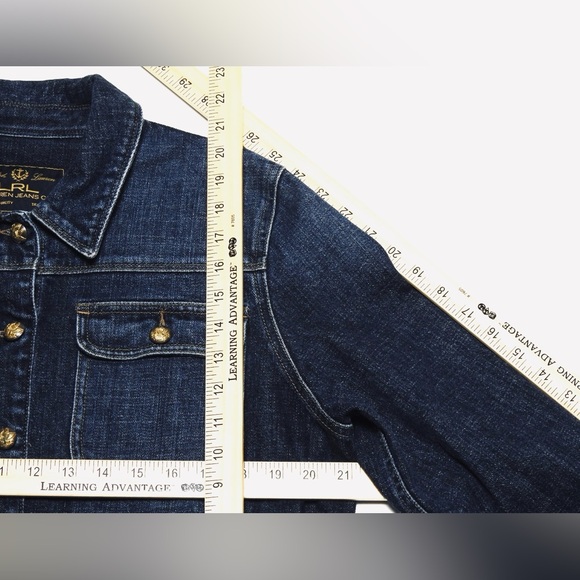 VTG LRL Ralph Lauren Jeans Co Trucker Blue Denim Woman’s XL - Gold Eagle Buttons - Picture 2 of 15